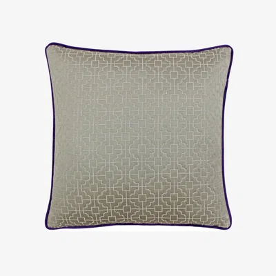 The Range Belsize Jacquard Cushion - Taupe and Purple