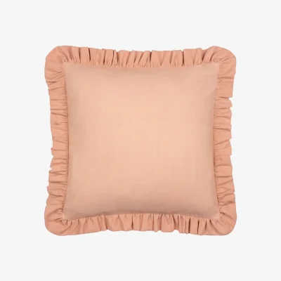 The Range Effie Cotton Plain Ruffle Cushion - Rose-Vintage Blush / Polyester
