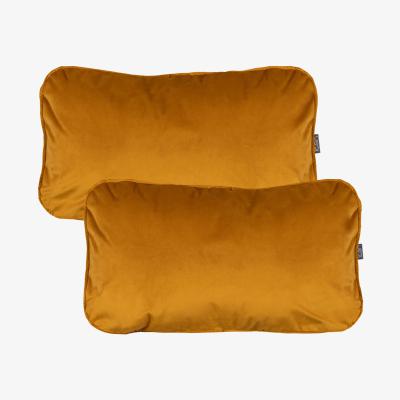 The Range Plush Velvet Lumbar Cushion 50x30cm, 2 Pack - Yellow