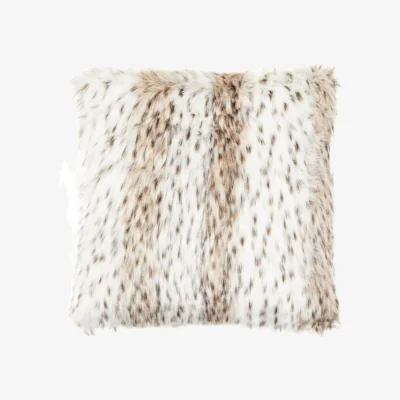 The Range Bosie Lamina Animal Print Square Fur Cushion - White