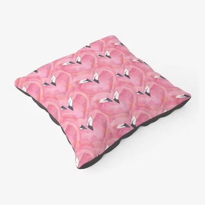 The Range Watercolour Flamingo Hearts Floor Cushion - Pink