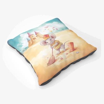 The Range Mouse On A Beach Holiday Floor Cushion - Yellow
