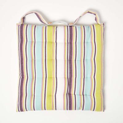 The Range Osaka Green Stripe Cotton Seat Pad with Button Straps - Osaka Green / 20cm