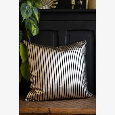 Rockett St George Black & Gold Striped Cushion