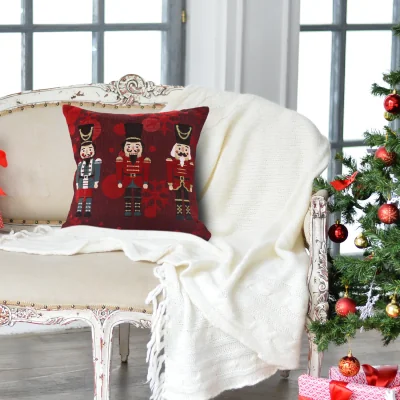 The Range Luxury Chenille Xmas Nutcracker Red Filled Cushion - Red