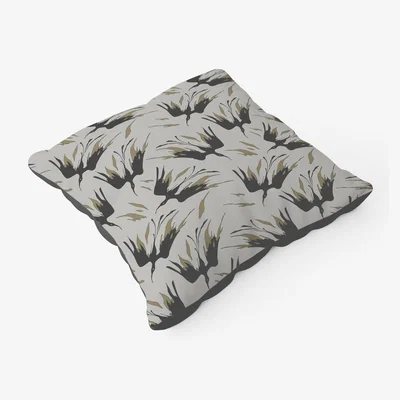 The Range Black And Gold Fire Bird Silhouettes Floor Cushion - Grey