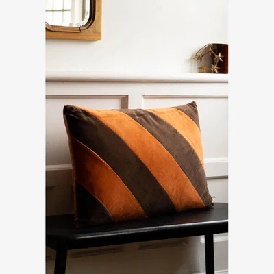 Rockett St George HKLiving Coffee & Mocha Striped Velvet Cushion