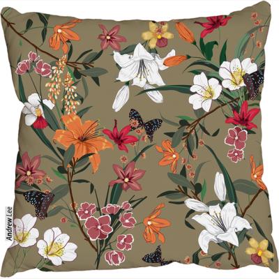 The Range Beautiful Vintage Floral Pattern Cushion - Brown / 60cm