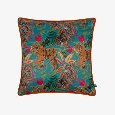 The Range Kali Jungle Tigers Piped Cushion - Teal / Polyester