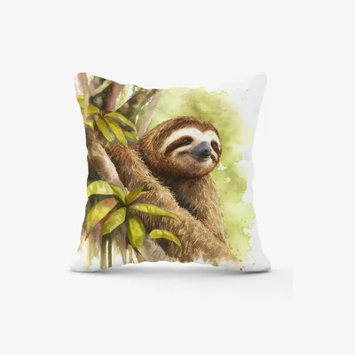 The Range Sloth Watercolour Cushion - Yellow