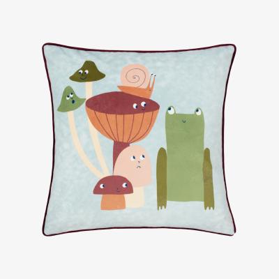 The Range Funguys Friends Piped Velvet Cushion - Sky Blue / Feather