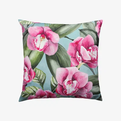 The Range Orchids Floral Outdoor Cushion - Duck Egg