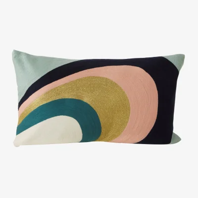 The Range Bosie Ozella Curved Stripes Embroidered Cushion - Multicolour