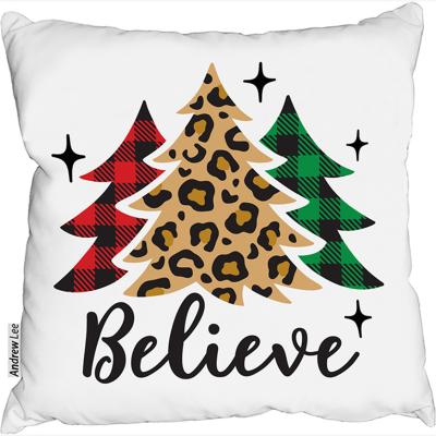 The Range Christmas Trees With Leopard Print Outdoor Comfy Cushion - Brown / 60cm
