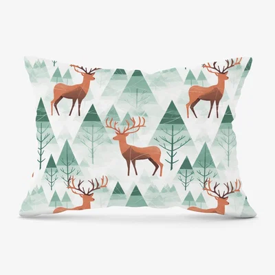 The Range Reindeer On A Snowy Landscape Cushion - Green / 28cm