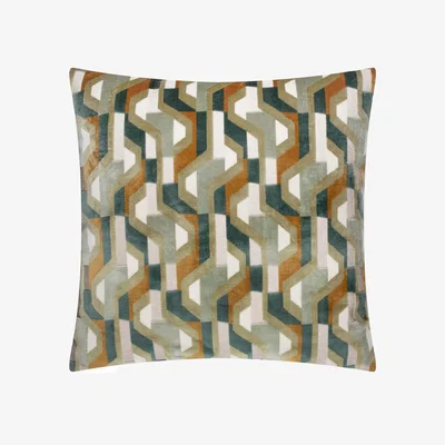 The Range Metro Prism Velvet Square Cushion - Green