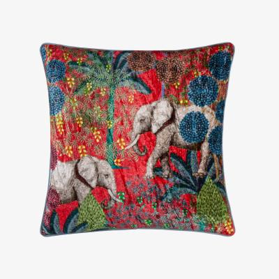 The Range Mariella Velvet Piped Cushion - Multicolour / Feather