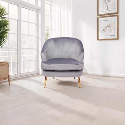 The Range Velvet Armchair Padded Cushioned Tub Gold Metal Legs Black Tips - Grey
