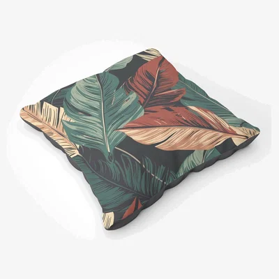 The Range Autumn Colour Leaves Floor Cushion - Green