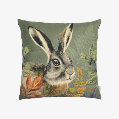 The Range Forest Hare Profile Hare Cushion - Grey / Feather