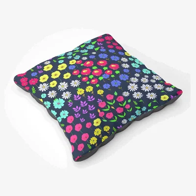 The Range Multicoloured Flower Pattern Floor Cushion - Red