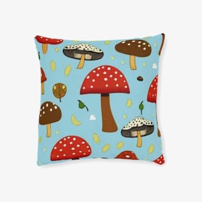 The Range Mushroom Print Cushion - Teal/blue