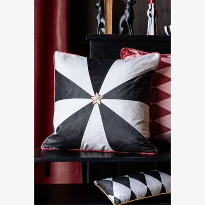 Rockett St George Monochrome Embroidered Star Cushion