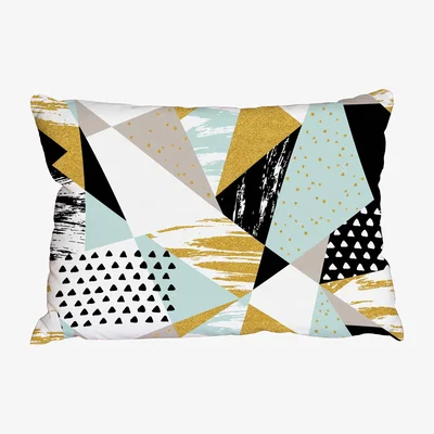 The Range Gold Blue and Black Shapes Cushion - Blue