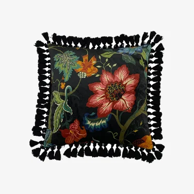 The Range Botanist Floral Cushion - Black / Polyester