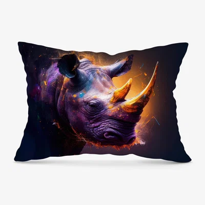 The Range Golden Rhino Face Splashart Cushion - Grey / 33cm