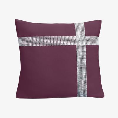 The Range Diamonte Detail Soft Touch Matte Fabric Scatter Cushion - Plum