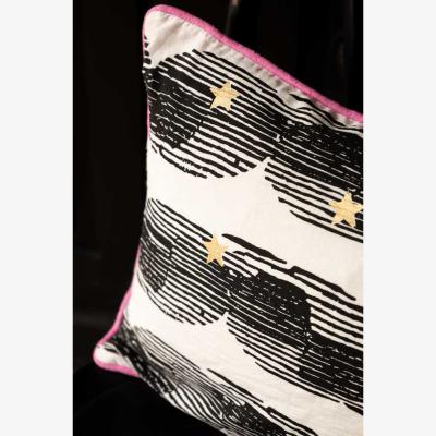 Rockett St George Hot Pink & Gold Star Print Reversible Cushion