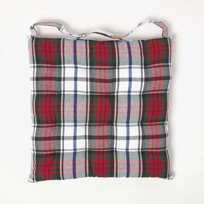 The Range Tartan Cotton Seat Pad with Button Straps - MacDuff / 20cm