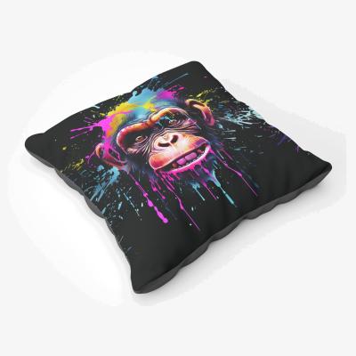 The Range Multi Coloured Monkey Face Splashart Floor Cushion - Blue
