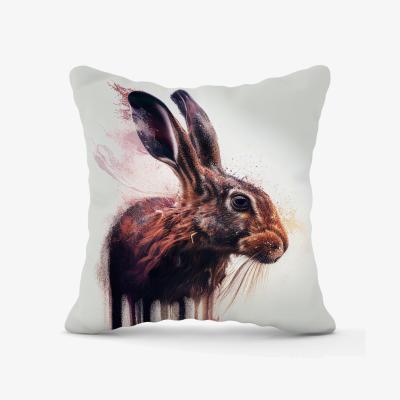The Range Hare Face Splashart Outdoor Cushion - Brown / 45cm