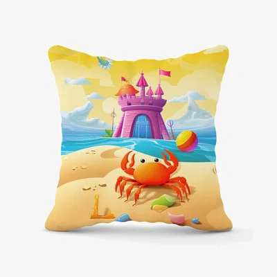 The Range Orange Crab On A Beach Holiday Cushion - Yellow / 45cm