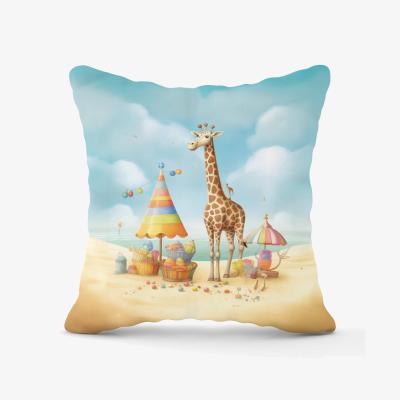 The Range Giraffe On A Beach Holiday Outdoor Cushion - Yellow / 45cm