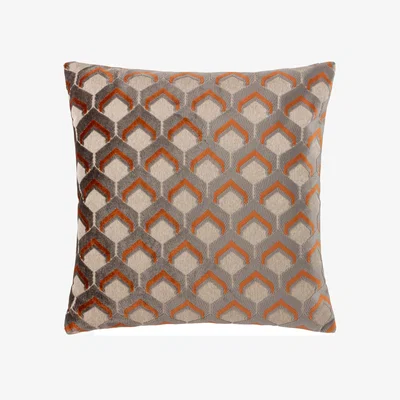 The Range Ledbury Velvet Jacquard Cushion - Ginger and Grey