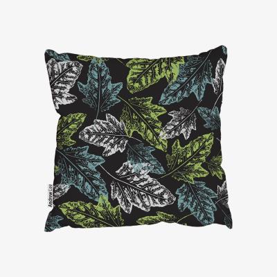 The Range Grunge Leaves Print Cushion - Green / 45cm