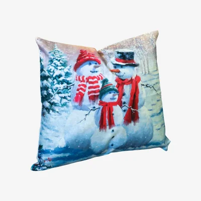 The Range Christmas Themed Cushion Snowman Family - White and Red