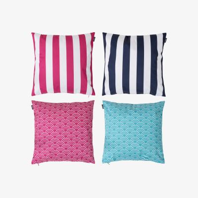 The Range Veeva Deck Stripe Double Sided Print Outdoor Cushion Collection (Set of 4) - Pink
