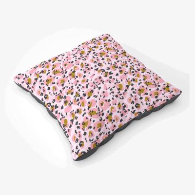 The Range Hand Drawn Pink Leopard Print Floor Cushion - Pink