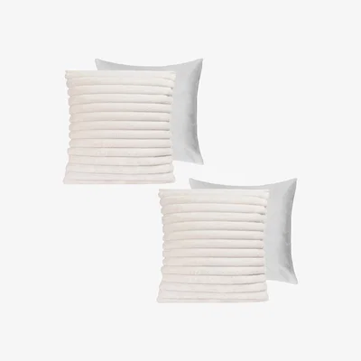 The Range Pack Of Faux Fur Ribbed Filled Cushions - White / 2