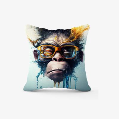 The Range Monkey With Glasses Splashart Cushion - Blue / 45cm