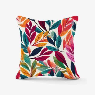 The Range Bright Leaves Pattern Outdoor Cushion - Orange / 45cm