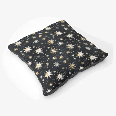 The Range Silver Gold Snowflake Pattern Floor Cushion - Blue