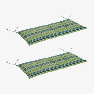 The Range Set Of 2 Bench Foam Padded Cushions - Green