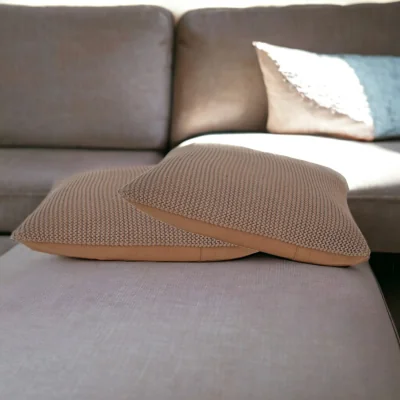 The Range Brown Cotton Cushion Set of 2 - Brown