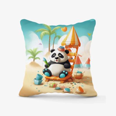 The Range Panda On A Beach Holiday Outdoor Cushion - Yellow / 45cm