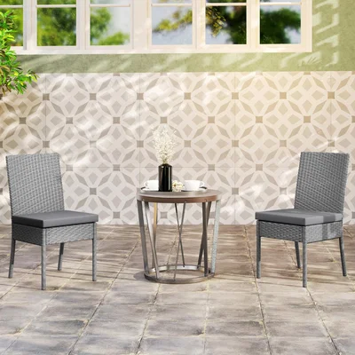 The Range Outsunny Cushioned 2 Pieces Rattan Garden Chairs - Grey